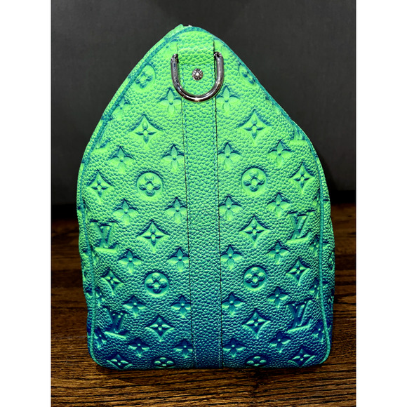 Louis Vuitton Keepall Bandouliere 50 Blue Green Taurillon Weekend Travel Bag - Picture 5 of 11